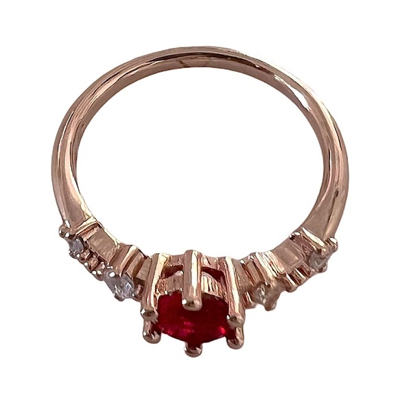 Rose Gold Elegant Red Ruby Stone Ring - Picture 5 of 9